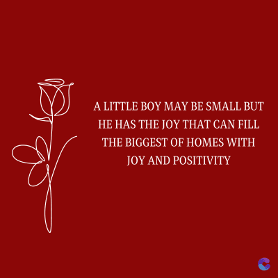A LITTLE BOY MAY BE SMALL BUT
HE HAS THE JOY THAT CAN FILL
THE BIGGEST OF HOMES WITH
JOY AND POSITIVITY
