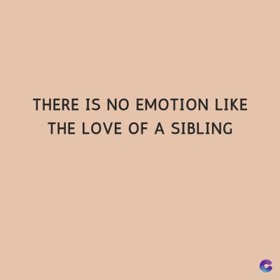 THERE IS NO EMOTION LIKE
THE LOVE OF A SIBLING