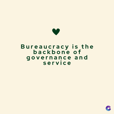 Bureaucracy is the
backbone of
governance and
service
C