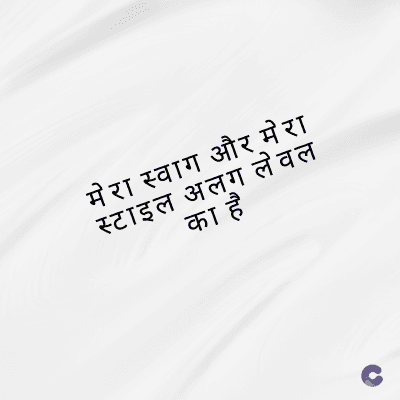 मेरा स्वाग और मेरा
स्टाइल अलग लेवल
का है