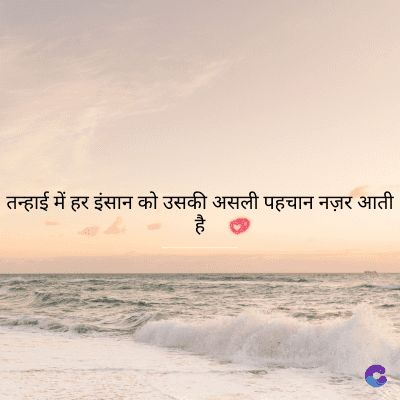 तन्हाई में हर इंसान को उसकी असली पहचान नज़र आती
है