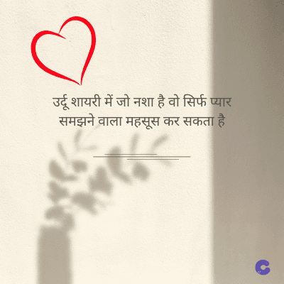 उर्दू शायरी में जो नशा है वो सिर्फ प्यार
समझने वाला महसूस कर सकता है।