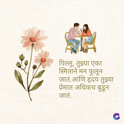 पिल्लू, तुझ्या एका
स्मिताने मन फुलून
जातं, आणि हृदय तुझ्या
प्रेमात अधिकच बुडून
जातं.